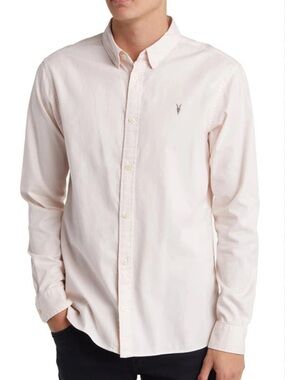 All Saints Slim Fit Hawthorne Shirt In Flora Pink Shirt Size M